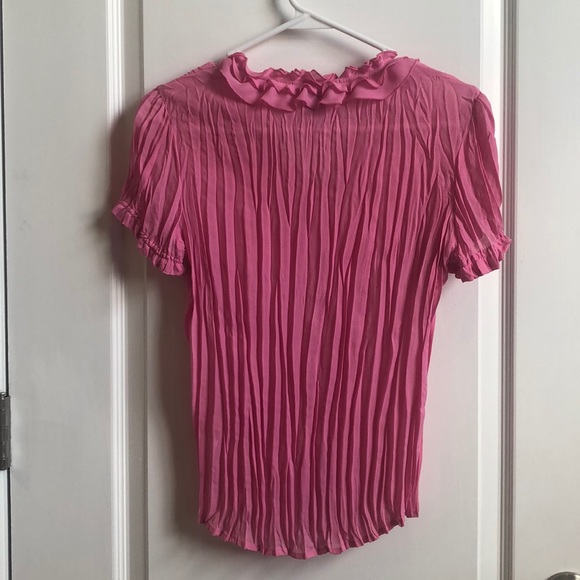 Pink Button Down Ruffle Blouse - Picture 3 of 5